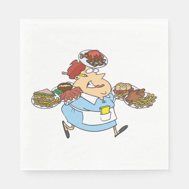 Funny Busy Waitress Overworked Server Napkins (Front)