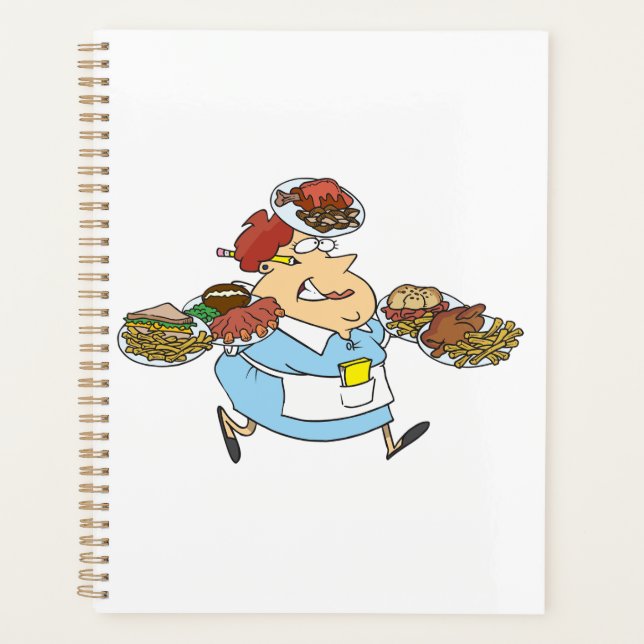 Funny Busy Waitress Overworked Server Planner (Front)