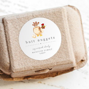 Funny Butt Nugget Farm Coop Egg Carton Label