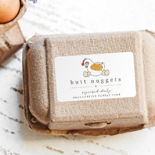 Funny Butt Nugget Farm Coop Egg Carton Label