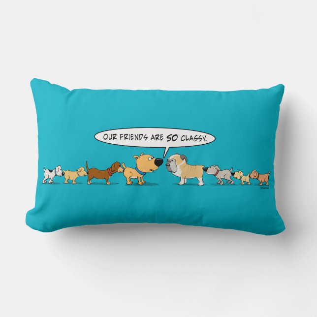 Funny Butt Sniffing Dogs Pillow (Front)