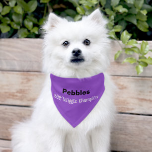 Funny Butt Wiggle Champion Purple Pet Bandana Collar