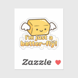 Funny Butter Fly Pun Cute Food Humor Kawaii Sticker