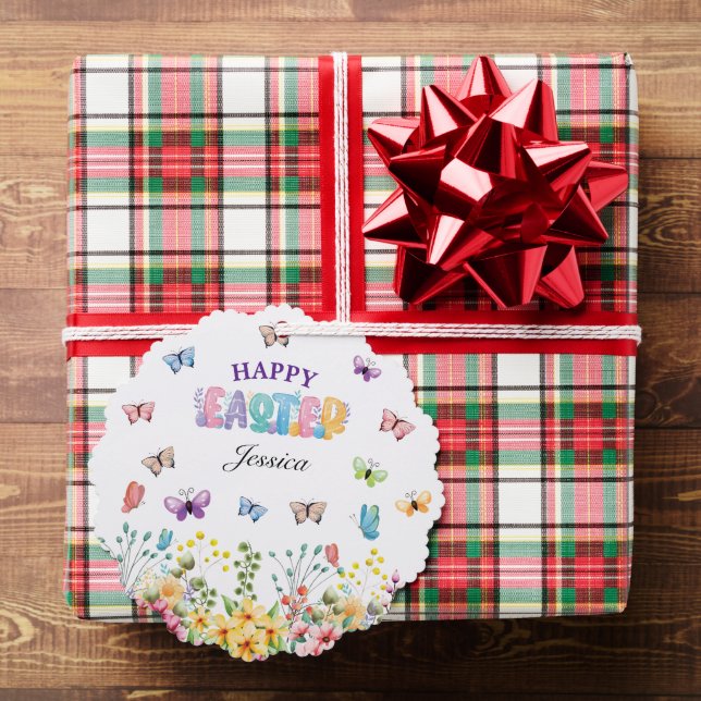 Funny Butterflies Happy Easter Day Ornament Card (Insitu (Gift))