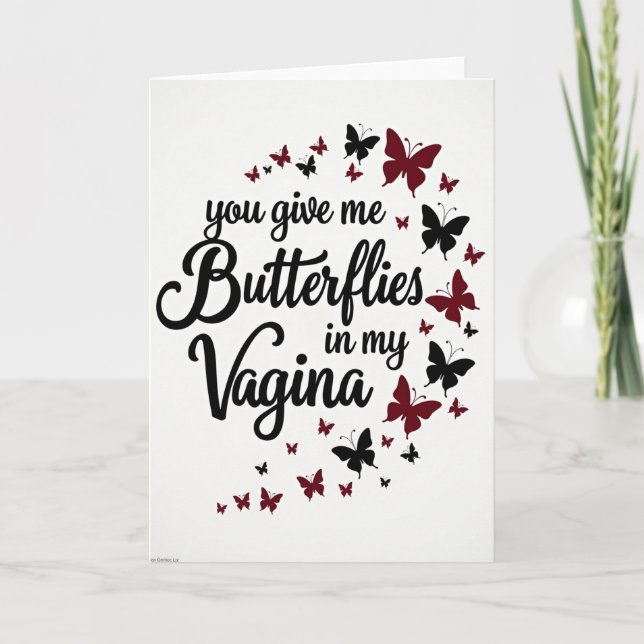 Funny Butterflies In Vagina Card (Front)