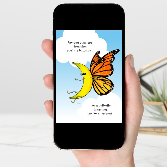 Funny Butterfly Banana Happy Birthday Greeting Card (Front Digital)