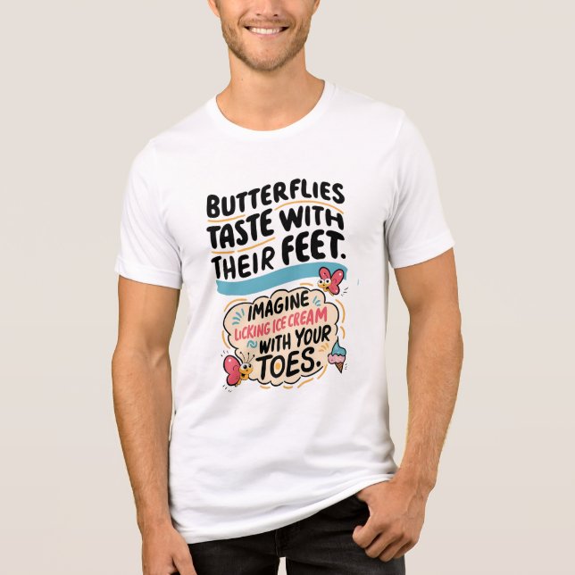 Funny Butterfly Fact | Whimsical Ice Cream & Toes  Tri-Blend Shirt (Front)