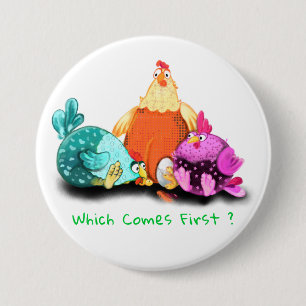 Funny Button Chickens Waiting Egg To Hatch