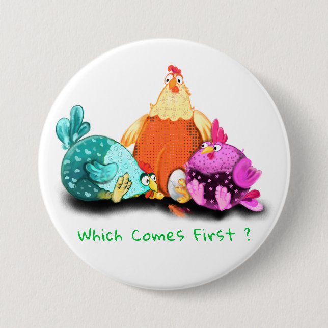 Funny Button Chickens Waiting Egg To Hatch (Front)