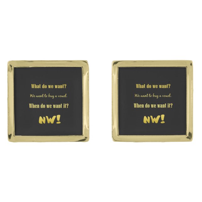 Funny Buy a Vowel — Now! Cufflinks (Front)