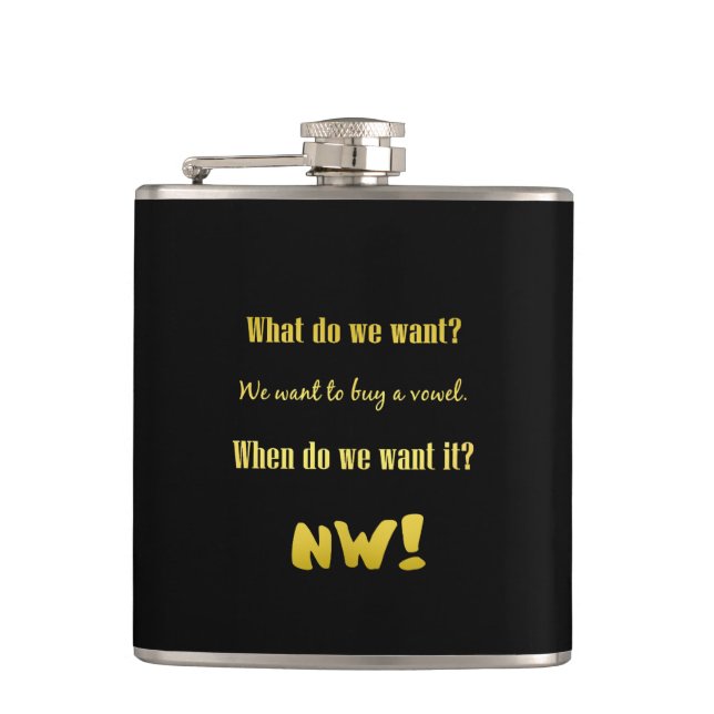 Funny Buy a Vowel — Now! Flask (Front)