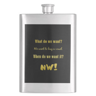 Funny Buy a Vowel — Now! Flask