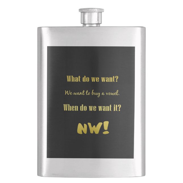 Funny Buy a Vowel — Now! Flask (Front)