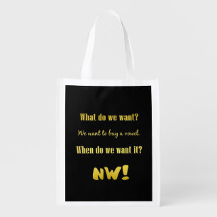 Funny Buy a Vowel — Now! Grocery Bag