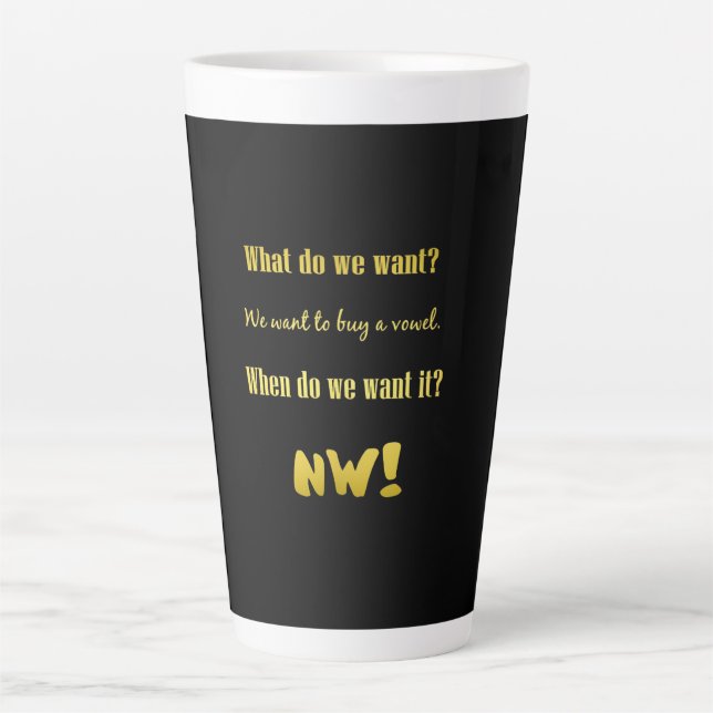 Funny Buy a Vowel — Now! Latte Mug (Front)