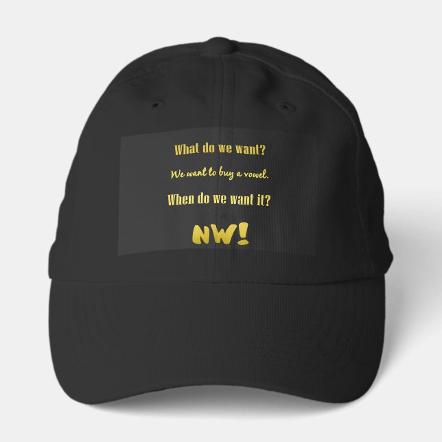 Funny Buy a Vowel — Now! Performance Cap (Front)