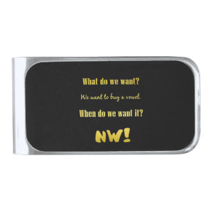 Funny Buy a Vowel — Now! Silver Finish Money Clip