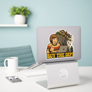 Funny Buy The Dip Crypto Trader Retro Comic Pun Sticker