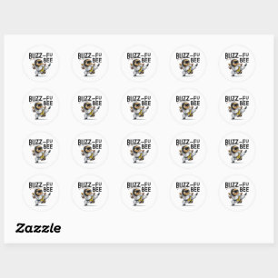 Funny Buzz-Fu Bee Martial Arts Classic Round Sticker