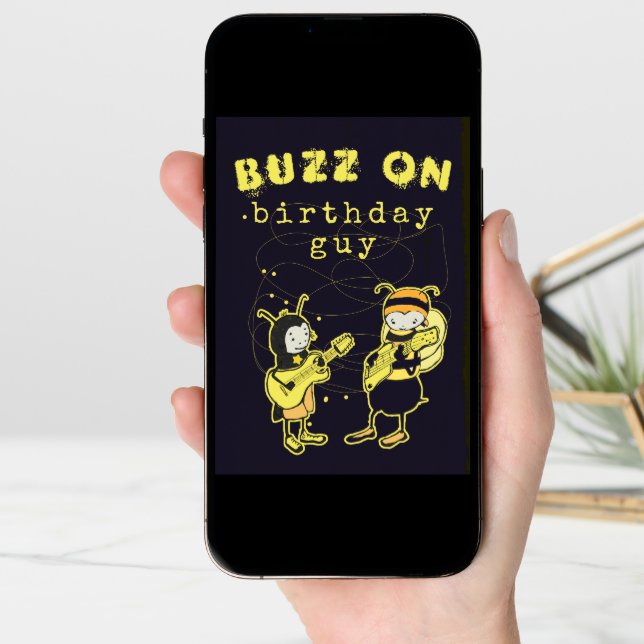 Funny Buzz On Rock Silly Birthday Humor Black  Card (Front Digital)