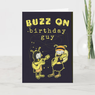 Funny Buzz On Rock Silly Birthday Humor Black Card