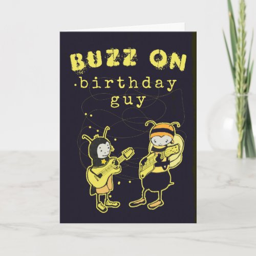 Funny Buzz On Rock Silly Birthday Humor Black  Card