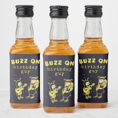 Funny Buzz On Rock Silly Cute Birthday Humor Black Liquor Bottle Label