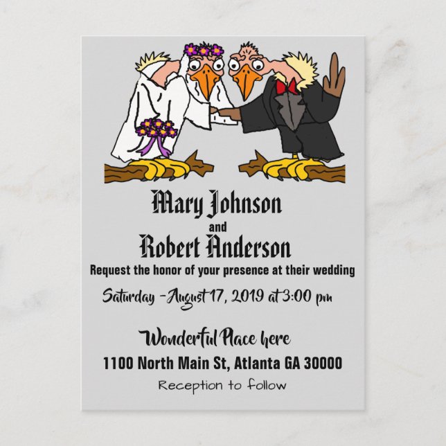 Funny Buzzard Bride and Groom Wedding Invitation (Front)
