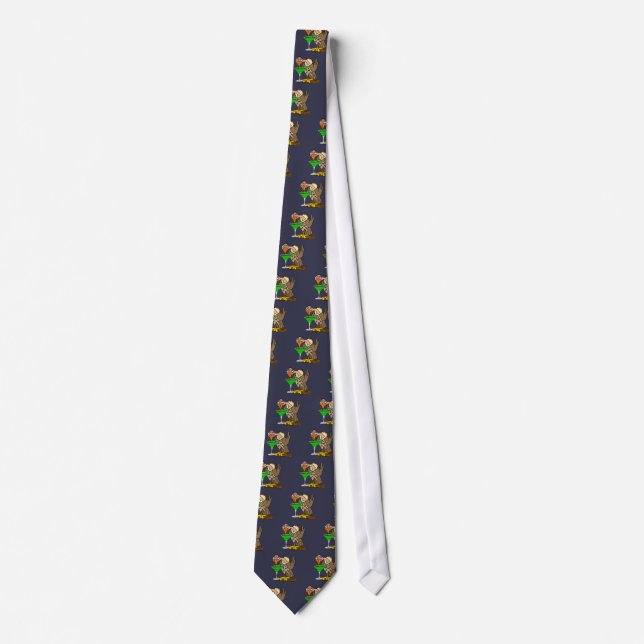 Funny Buzzard or Vulture Drinking Margarita Neck Tie (Front)