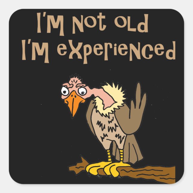 Funny Buzzard says I'm not old I'm Experienced Square Sticker (Front)