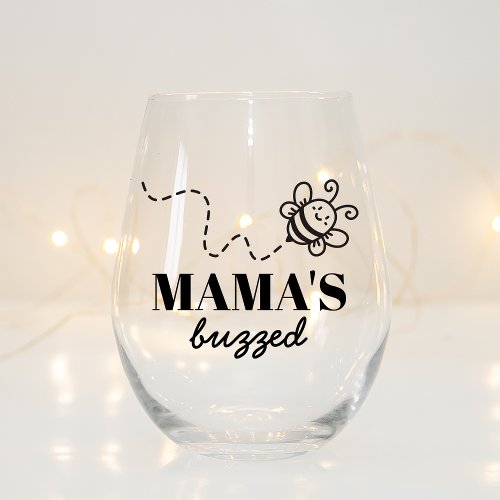 Funny Buzzed Bee Gift For Mom Who Loves Drinking Stemless Wine Glass