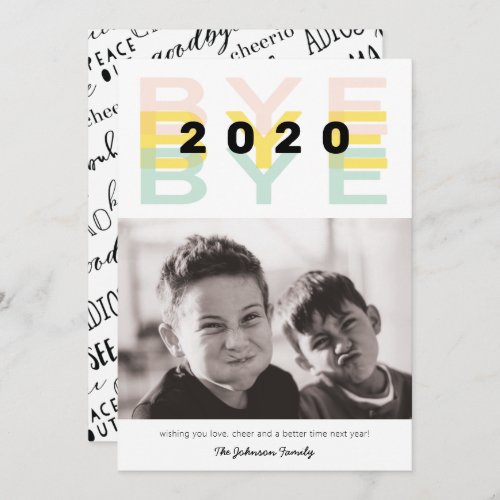 Funny Bye 2020 Single Photo Holiday Card