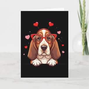 Funny Bysset Hound Headbynd Heart Valentine Womens Card