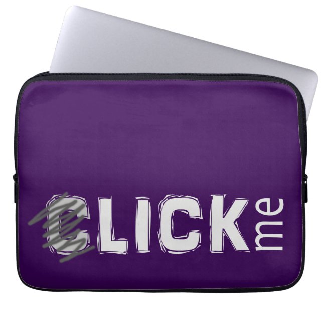 Funny (C)lick Me Ice Breaker Light Text Laptop Sleeve (Front)