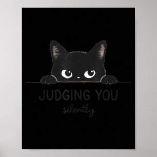 Funny Ca Judging You Silently Retro Vintage Kitty  Poster