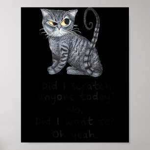 Funny Ca_ Sarcastic Cat Did I Scratched Anyone Tod Poster
