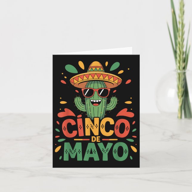 Funny Cactus And Sombrero Cinco De Mayo Cactus Som Card (Front)
