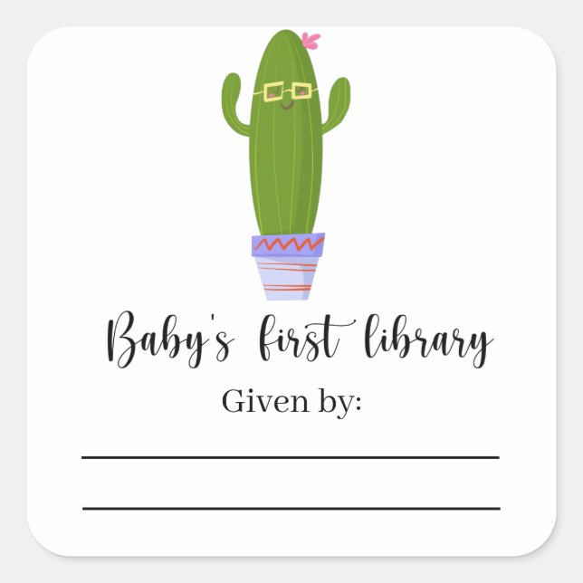 Funny cactus - Baby Shower bookplate (Front)