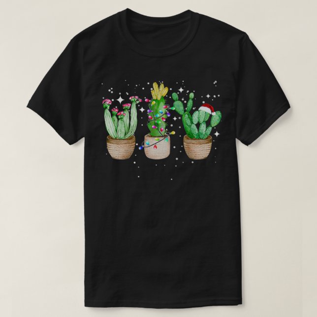 Funny Cactus Christmas Pajama  T-Shirt (Design Front)