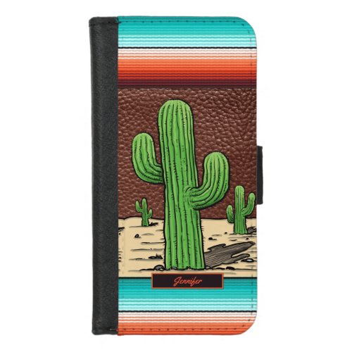 Funny Cactus Desert South Western Serape  iPhone 87 Wallet Case