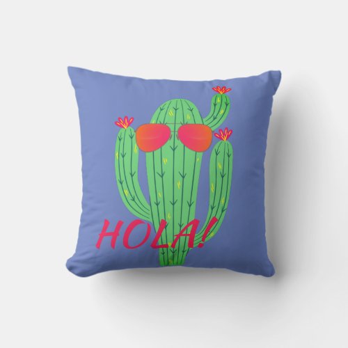 Funny Cactus Face Southwestern Saguaro Humor Throw Pillow