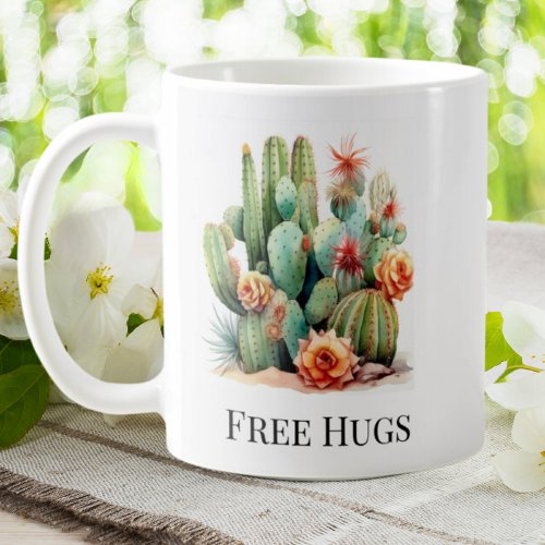 Funny Cactus Free Hugs Garden House Plants Pots  Coffee Mug