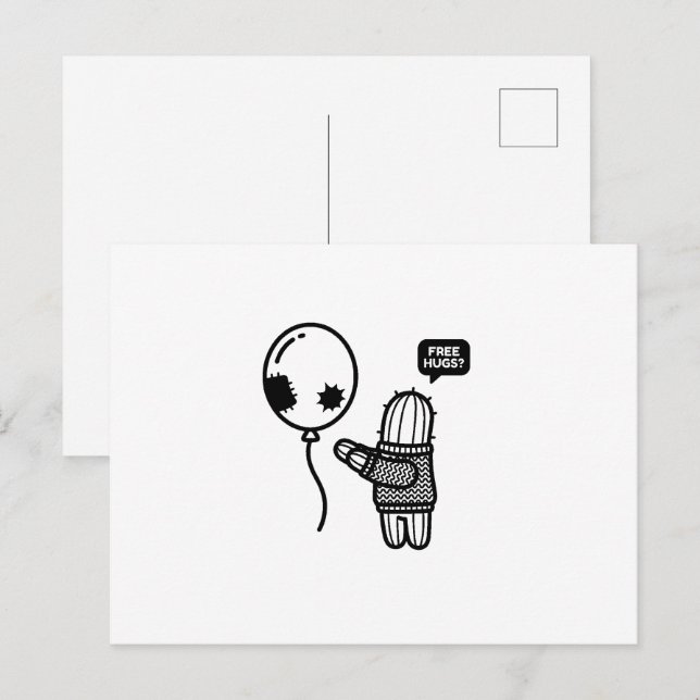 Funny Cactus Free Hugs Sarcastic Postcard (Front/Back)