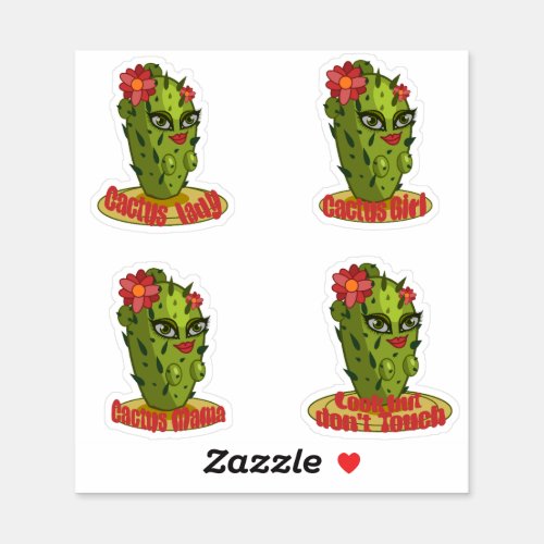 Funny Cactus Girl Succulent Plant Mama Stickers
