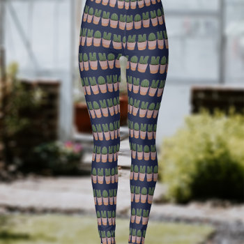 Funny Cactus Mom Pattern Gardening Leggings by watermelontree at Zazzle