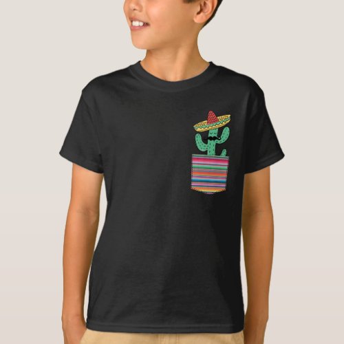 Funny Cactus Pocket Mexican Fiesta Party Gifts T_Shirt