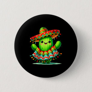 Funny cactus poncho cinco de mayo boys kids mexica button