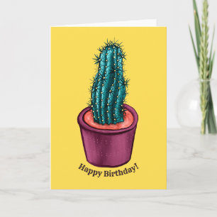 Funny Cactus Pot Trippy Psychedelic Birthday Holiday Card