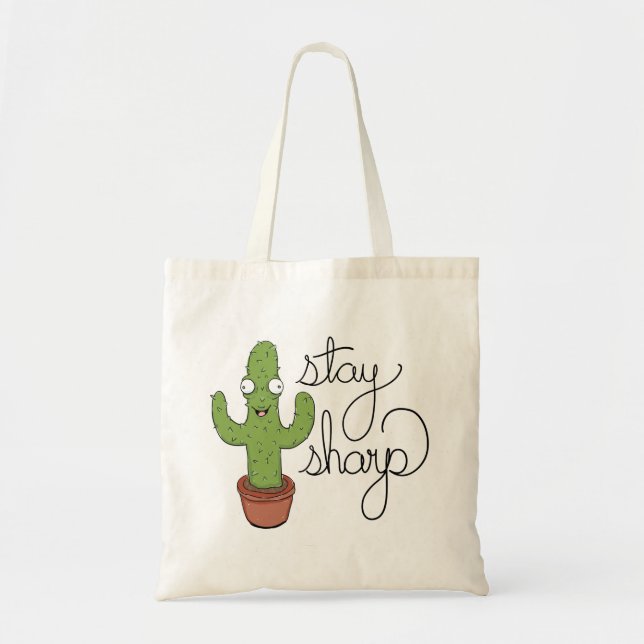 Funny Cactus Stay Sharp Tote Bag (Front)