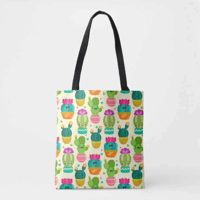 Funny Cactus Succulent Tote Bag (Front)